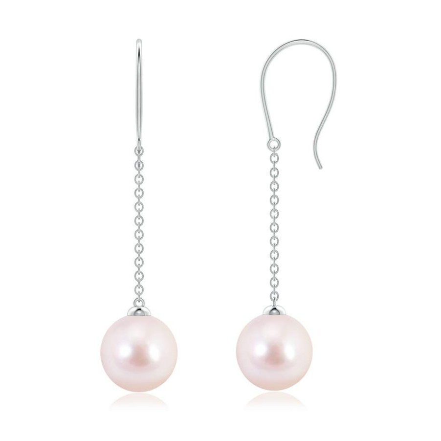 Earrings Angara Akoya Pearl | Dangling Solitaire Japanese Akoya Pearl Earrings