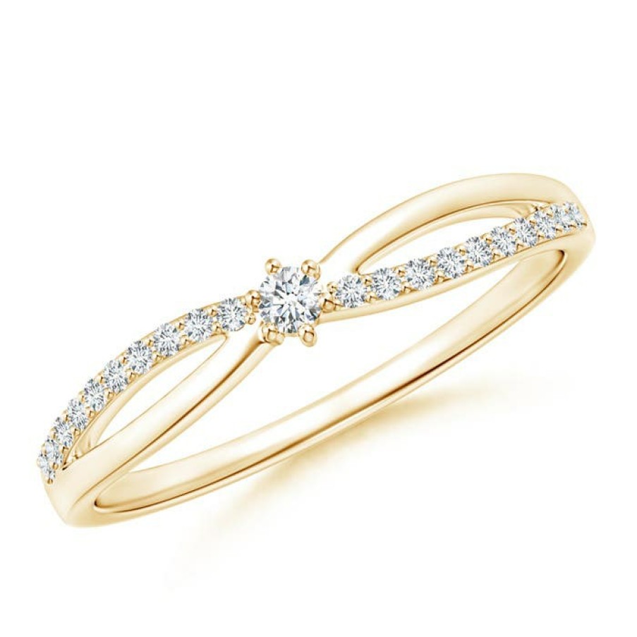 Rings Angara Diamond | Prong Set Round Diamond Split Shank Promise Ring