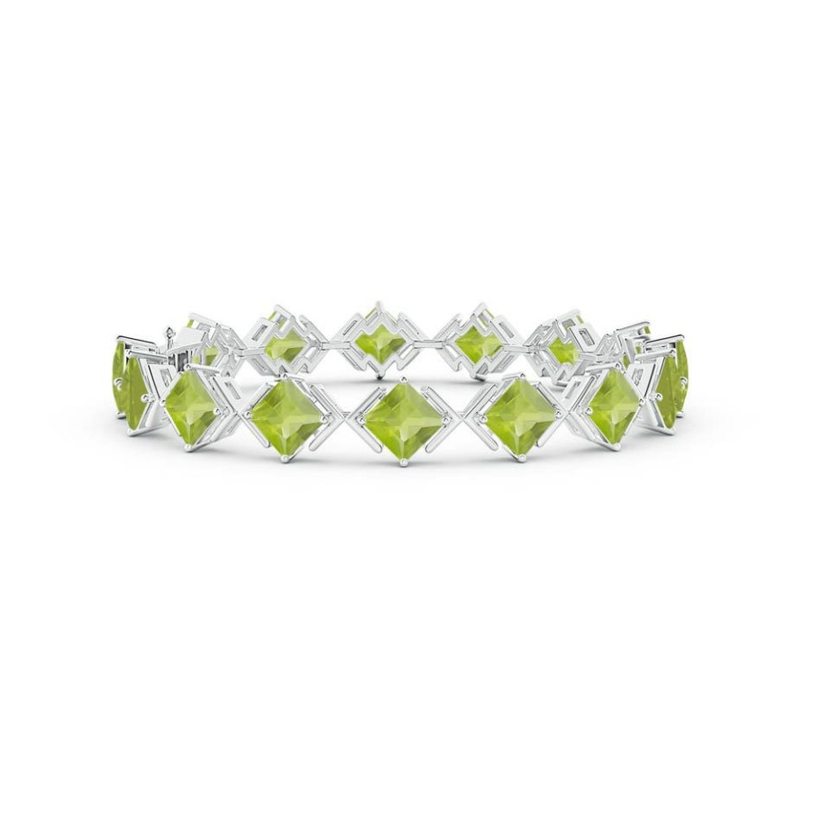 Bracelets Angara Peridot | Square Peridot Tennis Bracelet