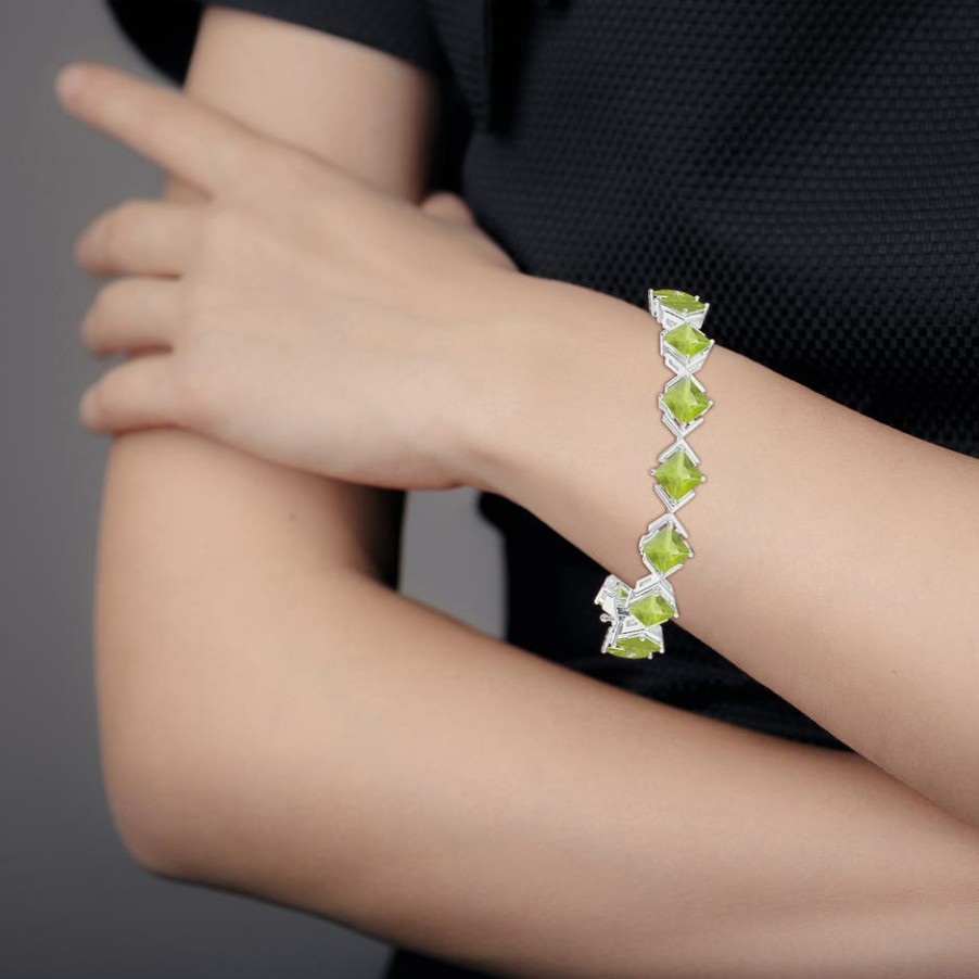 Bracelets Angara Peridot | Square Peridot Tennis Bracelet