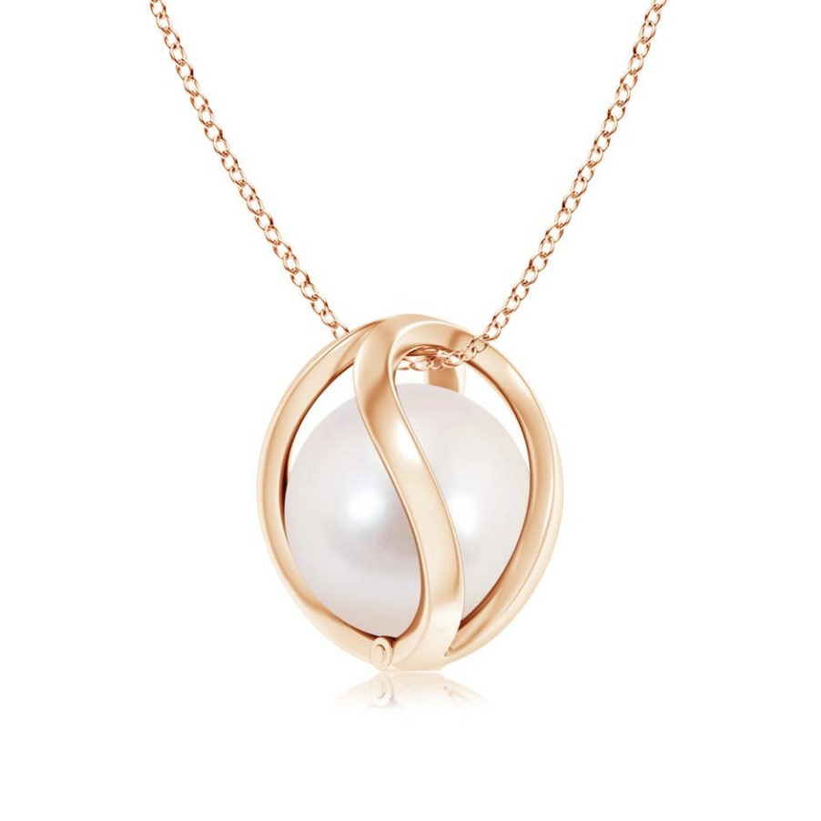 Necklaces Angara Akoya Pearl | Japanese Akoya Pearl Cage Pendant