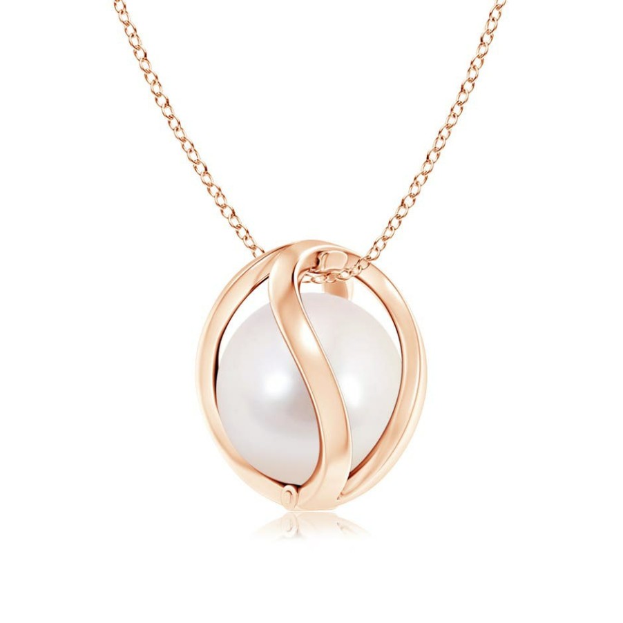 Necklaces Angara Akoya Pearl | Japanese Akoya Pearl Cage Pendant