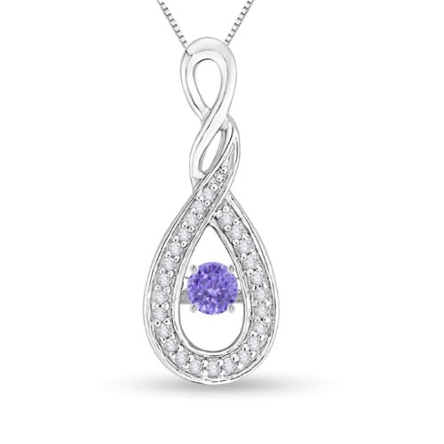 Necklaces Angara Tanzanite | Dancing Tanzanite Infinity Loop Pendant With Diamonds