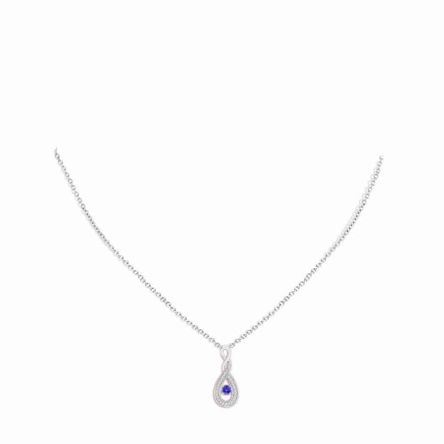 Necklaces Angara Tanzanite | Dancing Tanzanite Infinity Loop Pendant With Diamonds