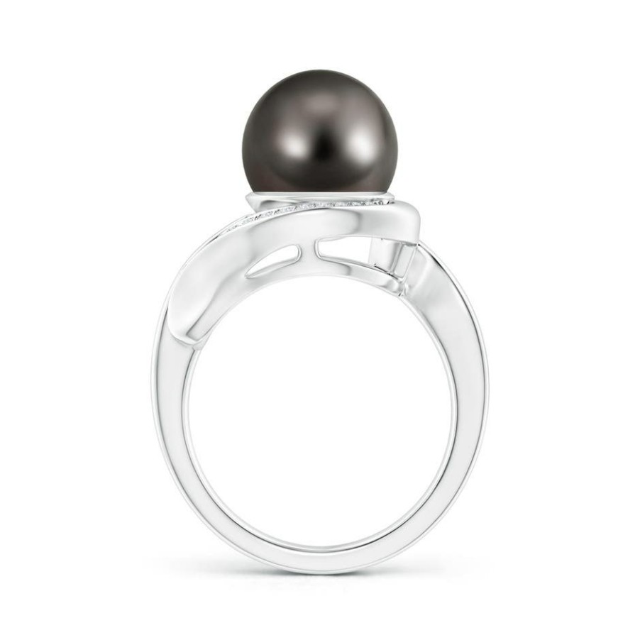 Rings Angara Tahitian Pearl | Tahitian Pearl And Diamond Loop Ring