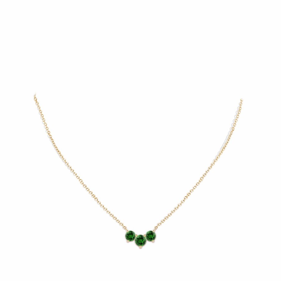 Necklaces Angara Emerald | Lab-Grown Classic Trio Emerald Necklace