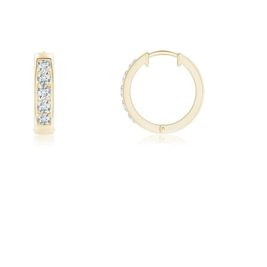 Earrings Angara Diamond | Channel-Set Diamond Hoop Earrings