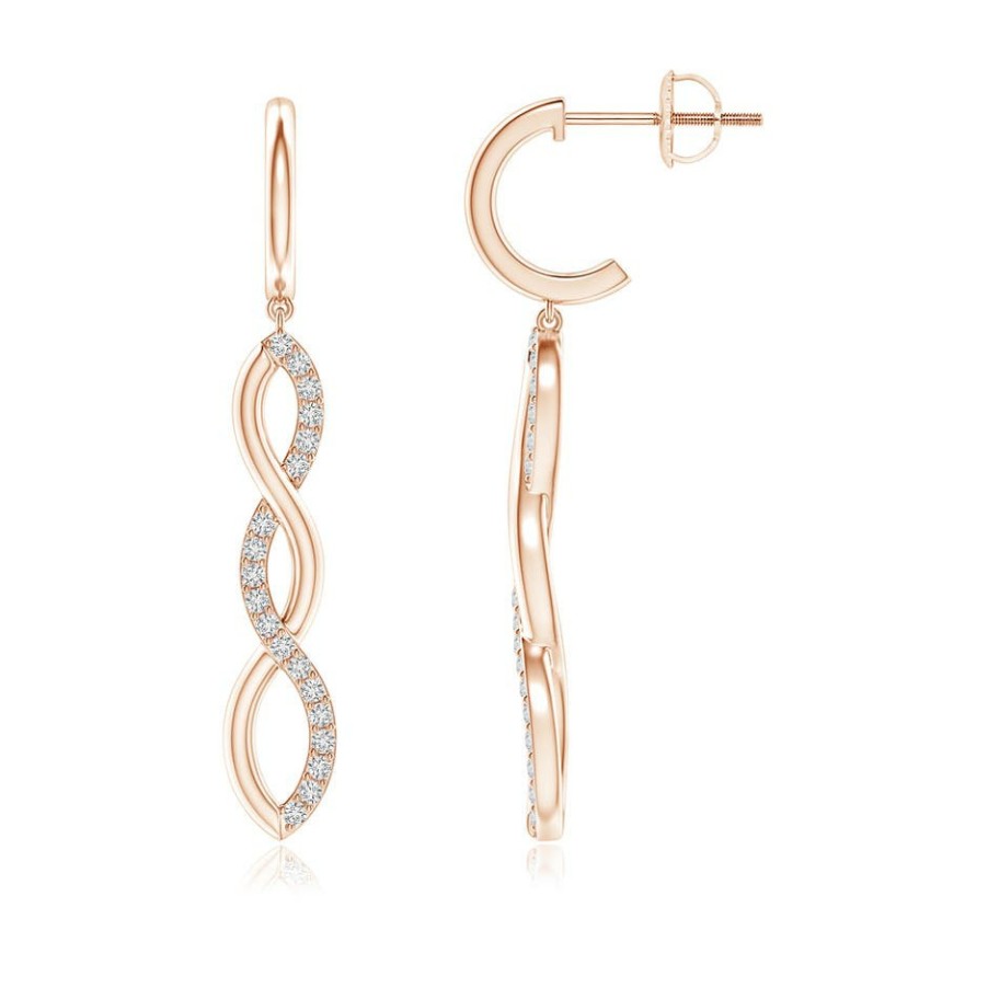 Earrings Angara Diamond | Diamond Infinity Dangle J-Hoop Earrings