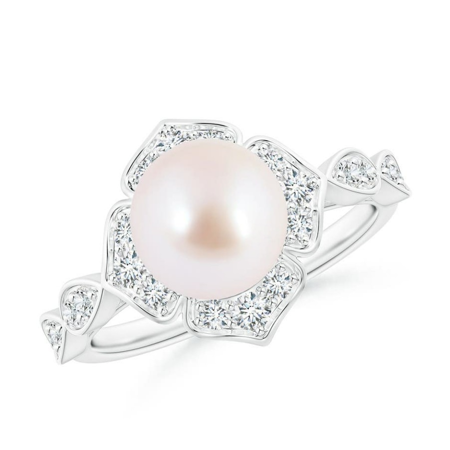 Rings Angara Akoya Pearl | Floral Vintage Inspired Japanese Akoya Pearl Ring