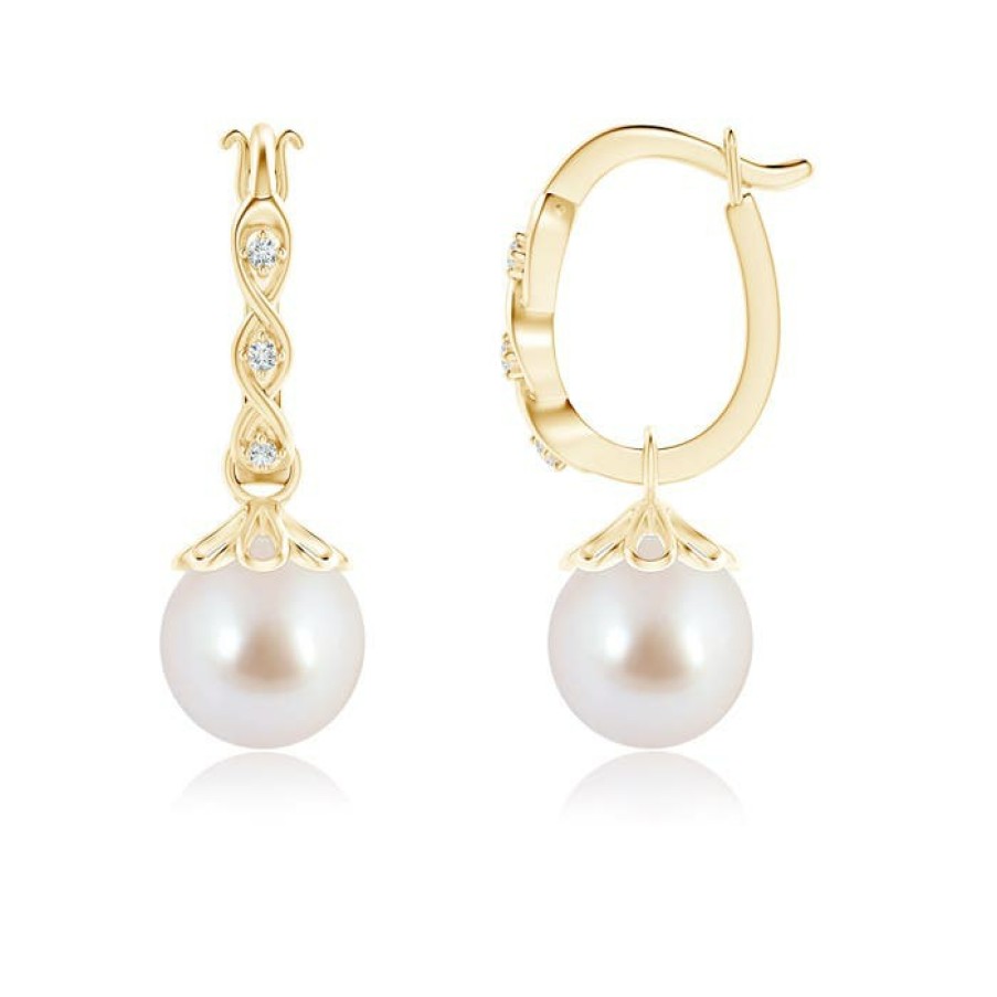 Earrings Angara Akoya Pearl | Japanese Akoya Pearl Infinity Hinged Clip Earrings