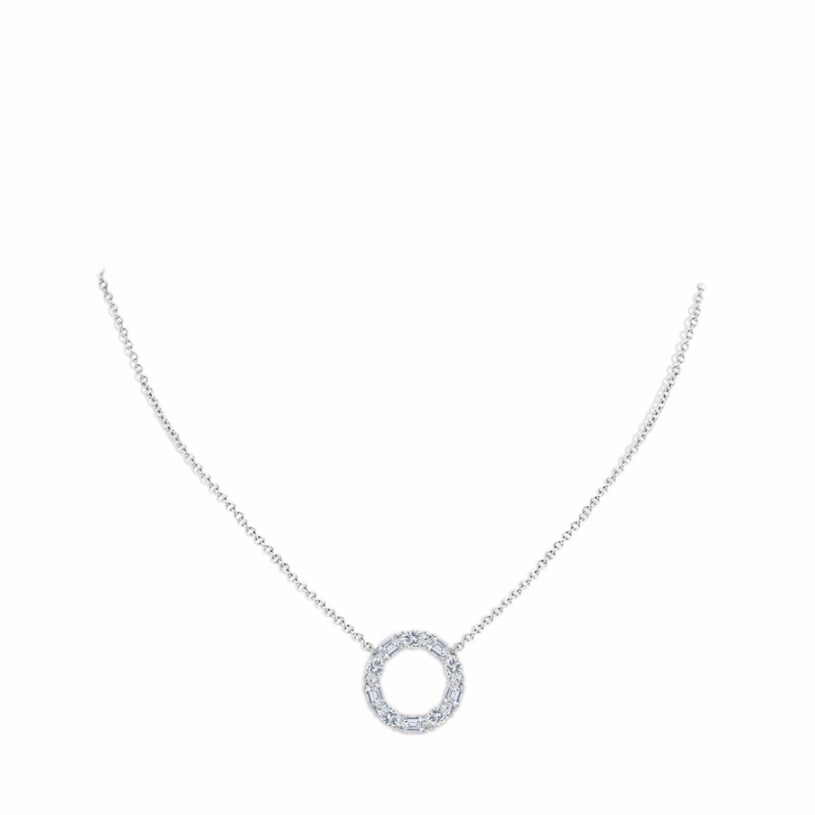 Necklaces Angara Diamond | Lab-Grown Emerald-Cut And Oval Diamond Circle Of Life Pendant