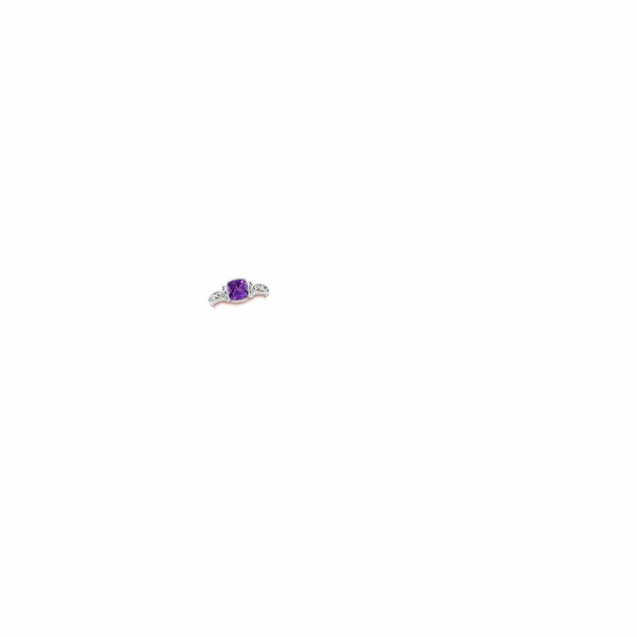 Rings Angara Amethyst | Vintage Style Cushion Amethyst Solitaire Ring