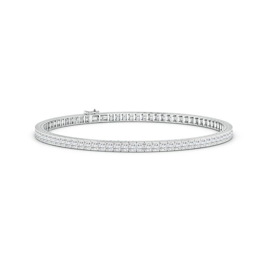 Bracelets Angara Diamond | Lab-Grown Channel-Set Princess-Cut Diamond Tennis Bracelet