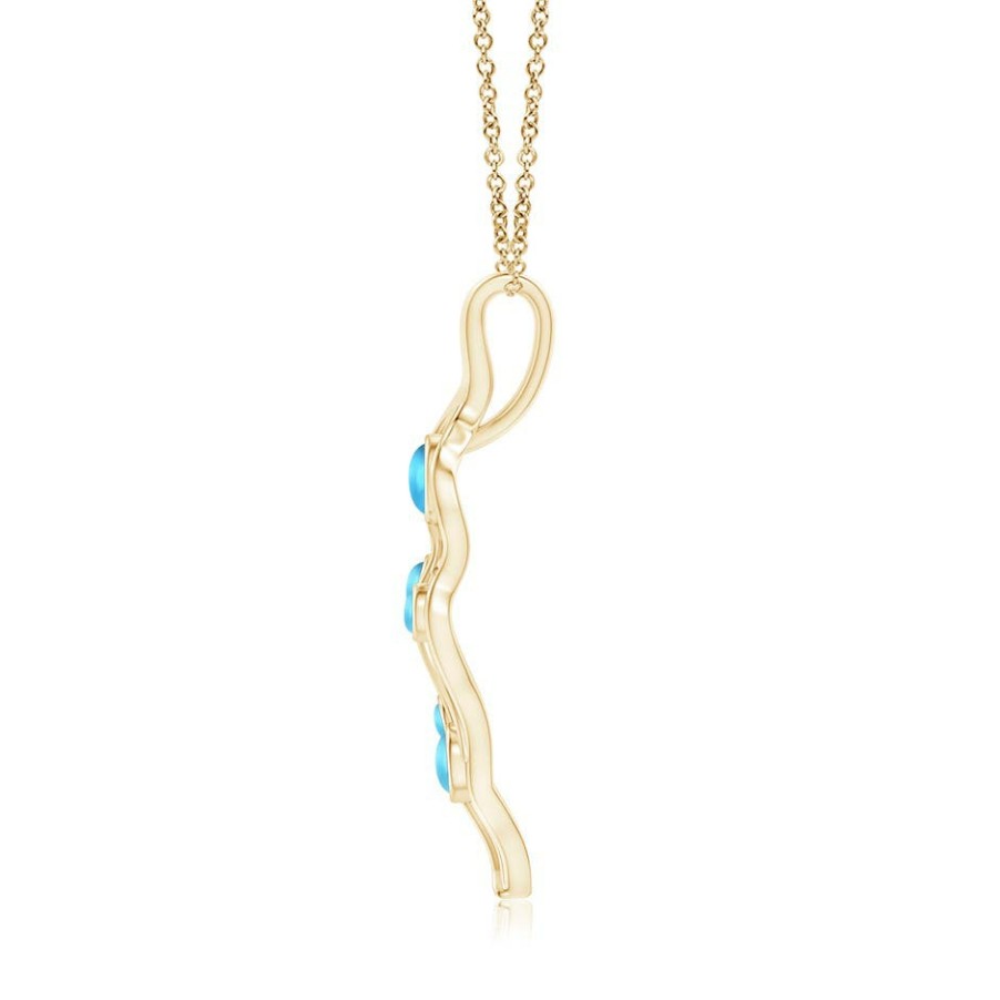 Necklaces Angara Swiss Blue Topaz | Swiss Blue Topaz Dew Drop Leaf Pendant