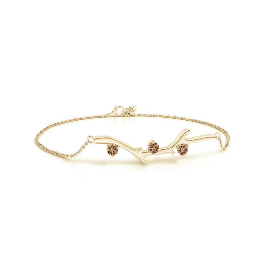 Bracelets Angara Coffee Diamond | Nature Inspired Round Coffee Diamond Tree Branch Bracelet