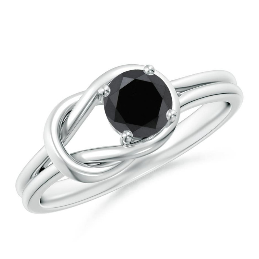 Rings Angara Enhanced Black | Solitaire Black Diamond Infinity Knot Ring