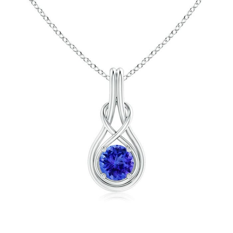 Necklaces Angara Tanzanite | Round Tanzanite Solitaire Infinity Knot Pendant