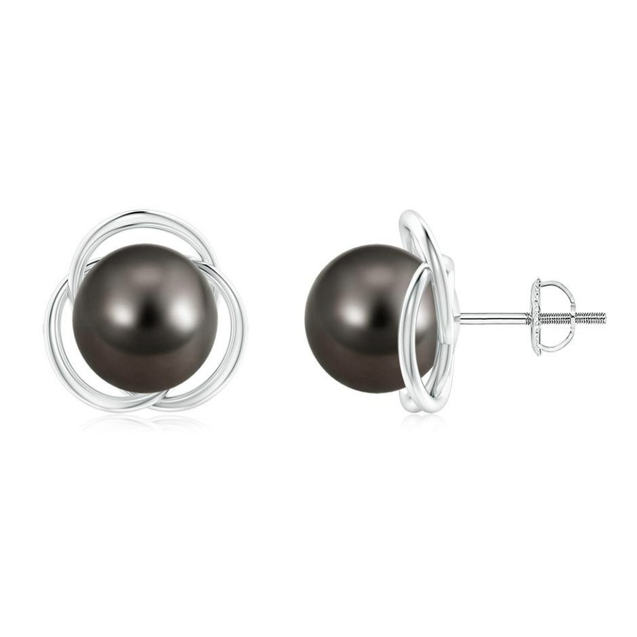 Earrings Angara Tahitian Pearl | Tahitian Pearl Love Knot Studs