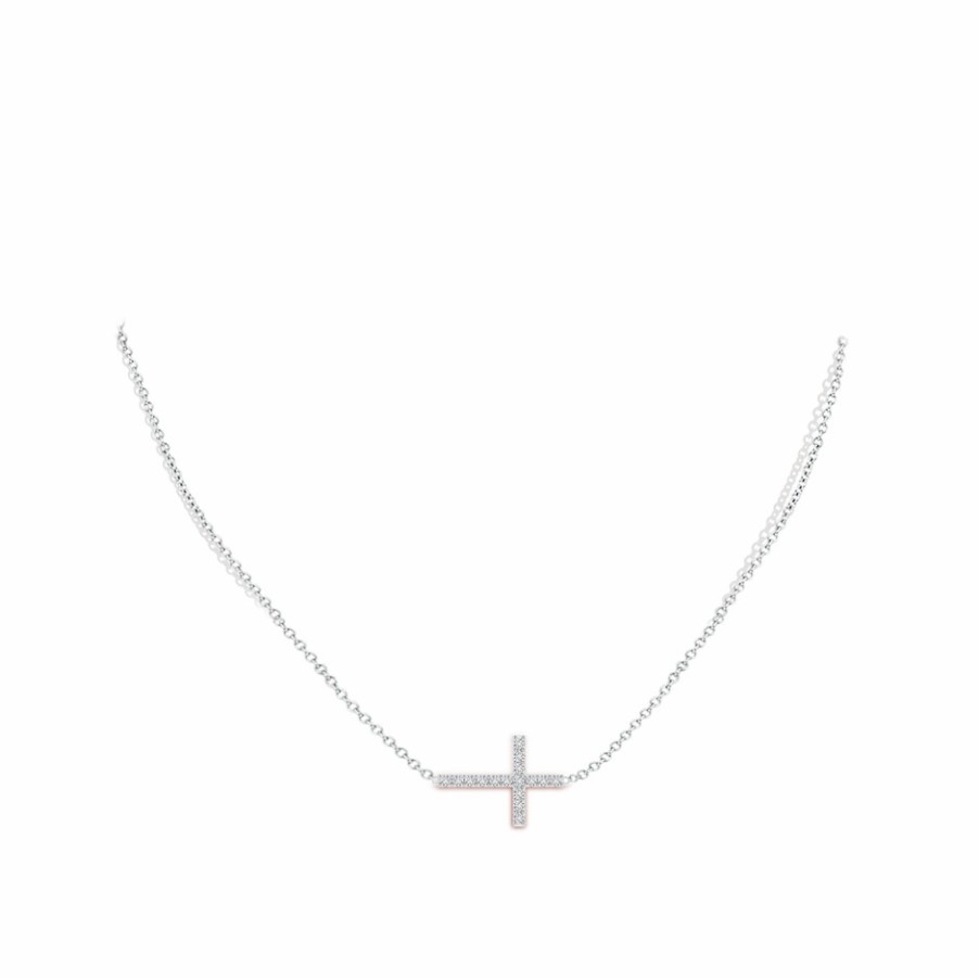 Necklaces Angara Diamond | Prong-Set Diamond Horizontal Cross Pendant