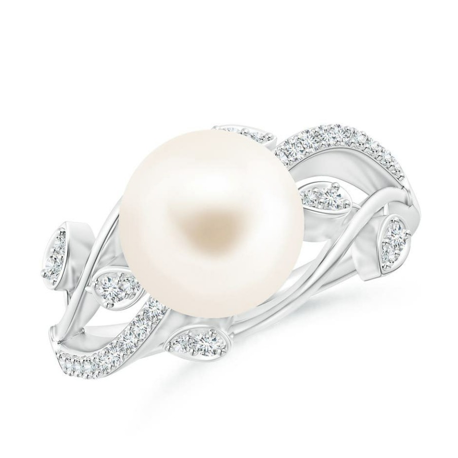 Rings Angara Freshwater Pearl | Freshwater Pearl Olive Leaf Vine Ring