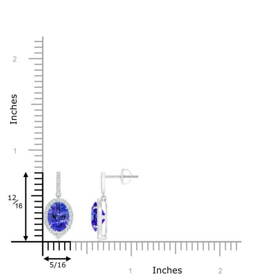 Earrings Angara Tanzanite | Claw-Set Oval Tanzanite And Diamond Halo Earrings