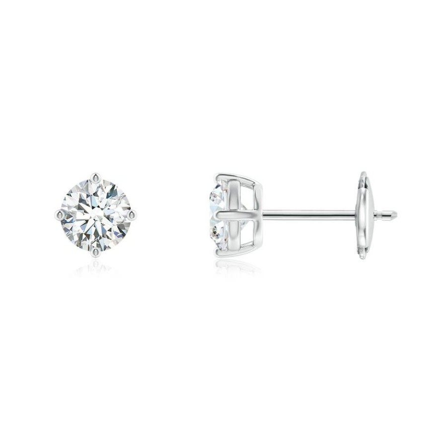 Earrings Angara Diamond | Lab-Grown Basket-Set Solitaire Diamond Stud Earrings