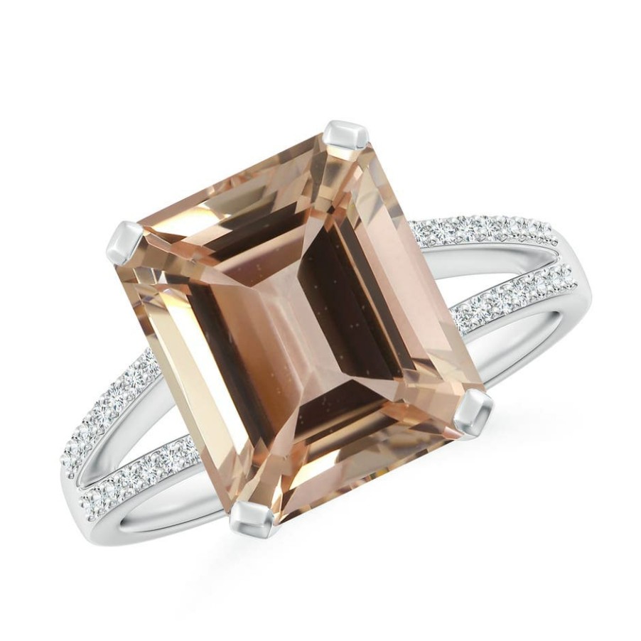 Rings Angara Morganite | Gia Certified Emerald-Cut Morganite Cocktail Ring