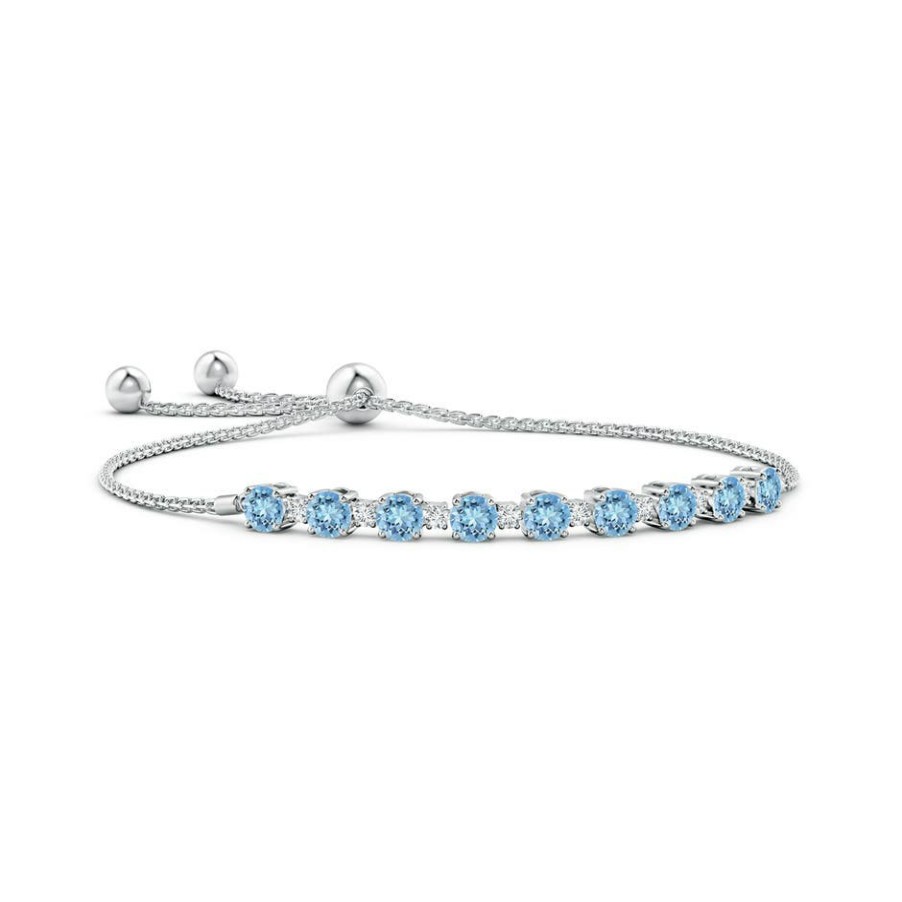 Bracelets Angara Aquamarine | Aquamarine And Diamond Tennis Bolo Bracelet