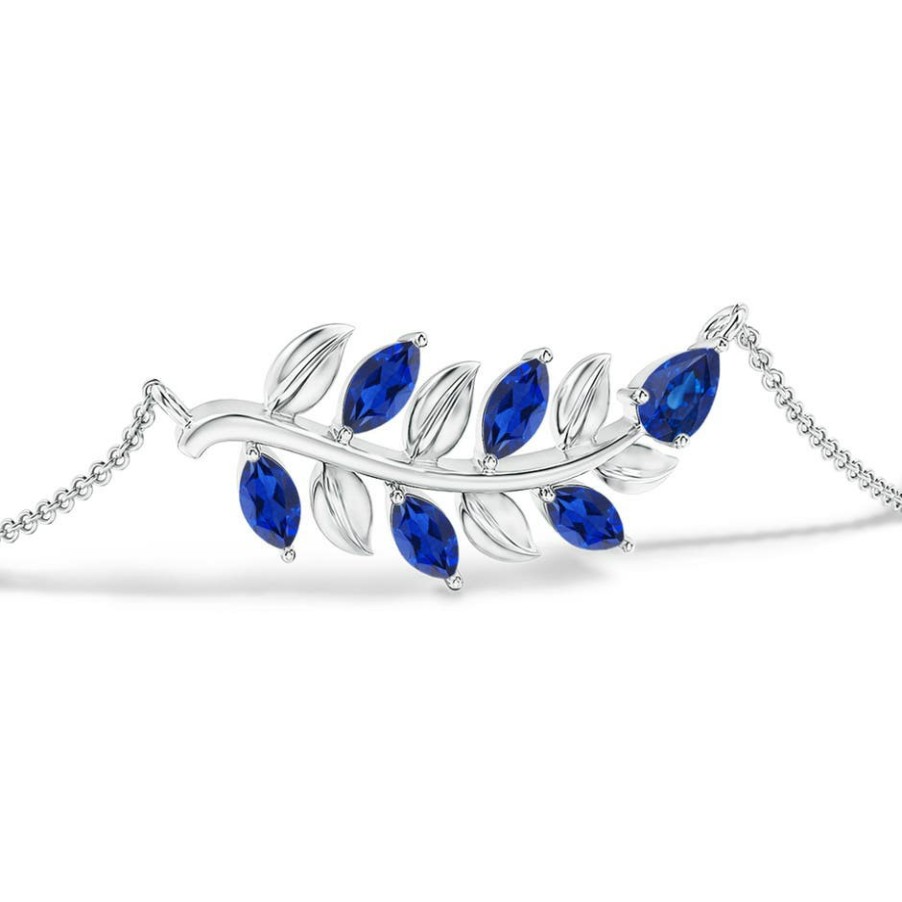 Bracelets Angara Blue Sapphire | Pear And Marquise Sapphire Olive Branch Bracelet