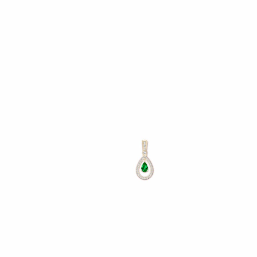 Earrings Angara Emerald | Floating Emerald And Diamond Halo Teardrop Earrings