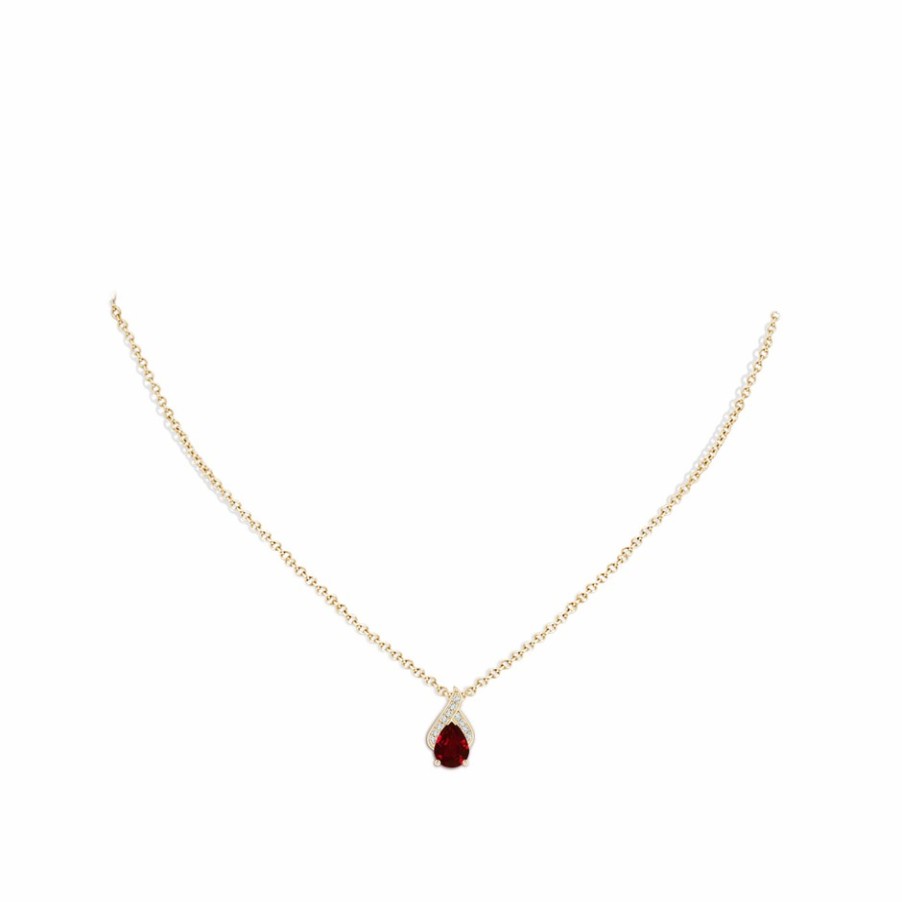 Necklaces Angara Ruby | Solitaire Pear-Shaped Ruby Flame Pendant