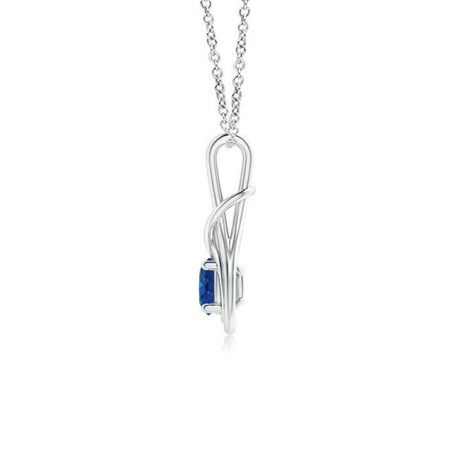 Necklaces Angara Blue Sapphire | Round Sapphire Solitaire Infinity Knot Pendant