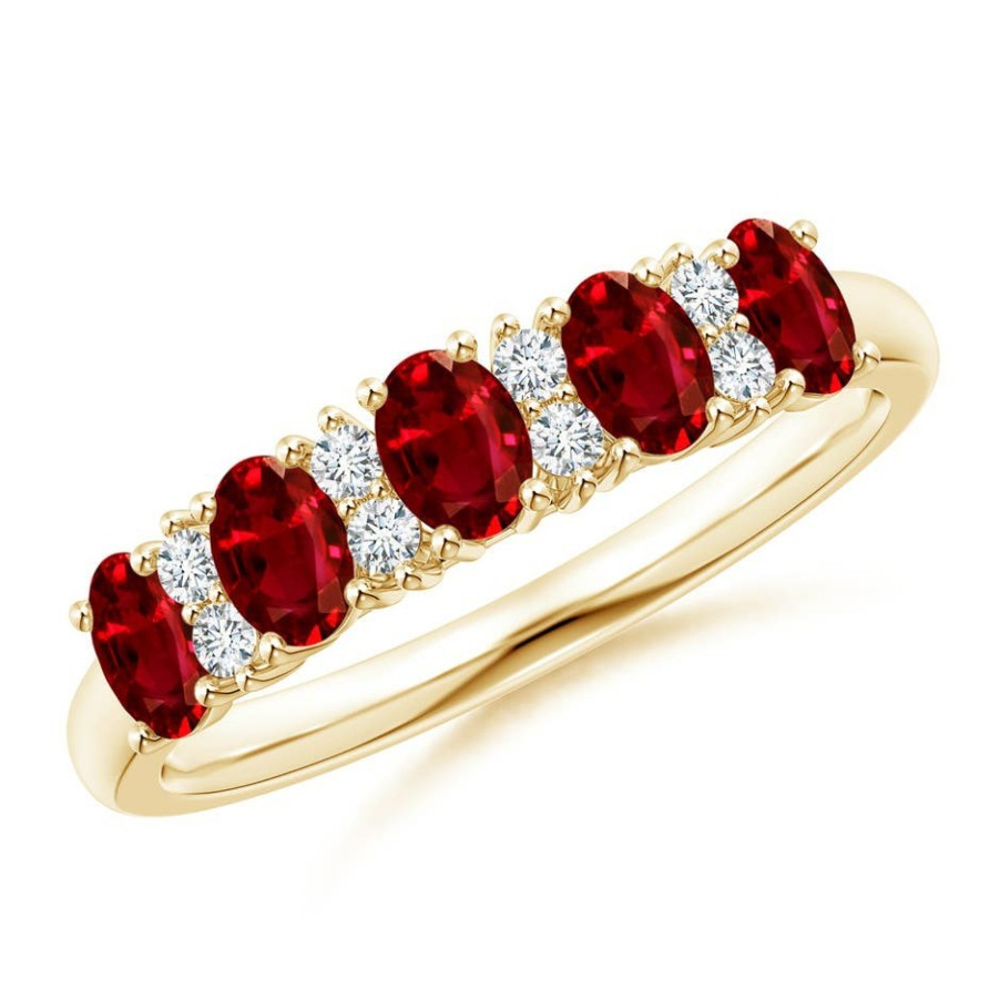 Rings Angara Ruby | Five Stone Ruby And Diamond Wedding Ring