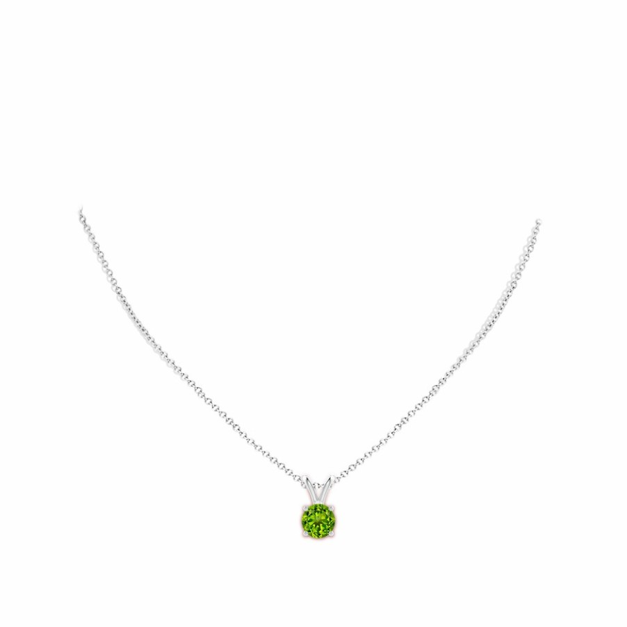 Necklaces Angara Peridot | V-Bale Round Peridot Solitaire Pendant