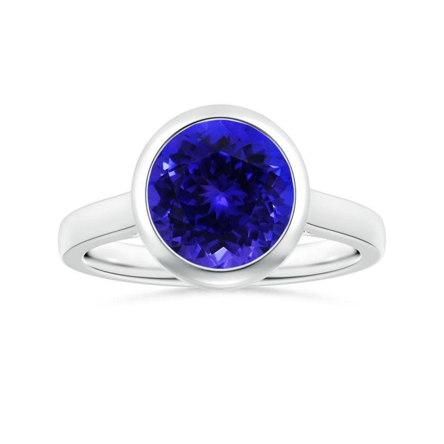 Rings Angara Tanzanite | Bezel-Set Gia Certified Round Tanzanite Solitaire Ring