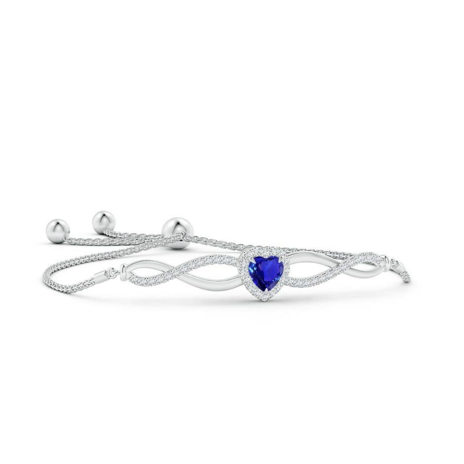 Bracelets Angara Tanzanite | Heart-Shaped Tanzanite Infinity Bolo Bracelet