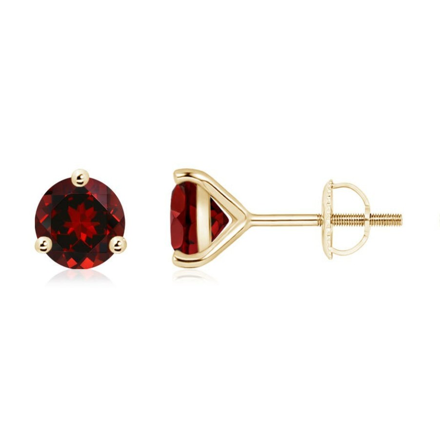 Earrings Angara Garnet | Martini-Set Round Garnet Stud Earrings