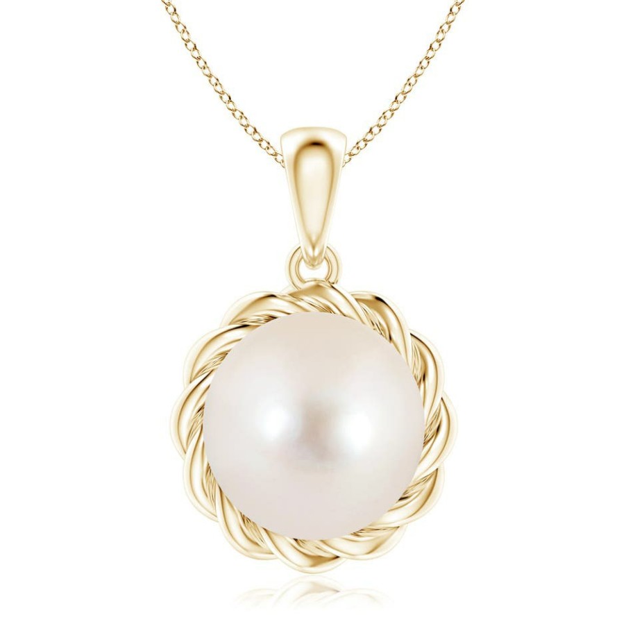 Necklaces Angara Freshwater Pearl | Rope-Framed Freshwater Pearl Pendant