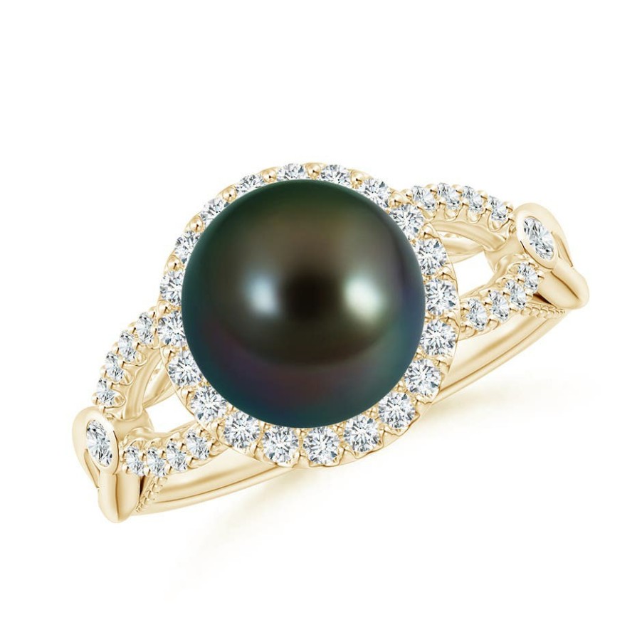 Rings Angara Tahitian Pearl | Tahitian Pearl Halo Infinity Ring