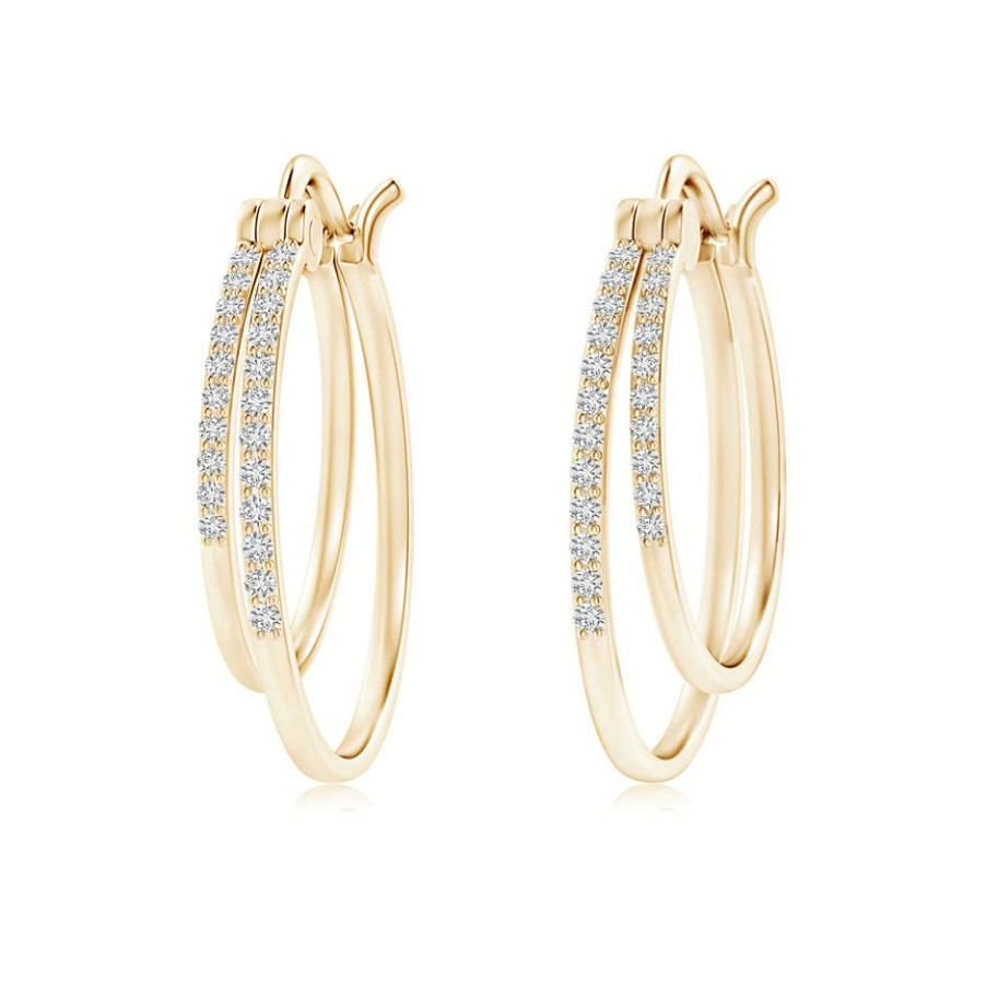 Earrings Angara Diamond | Classic Diamond Studded Double Hoop Earrings