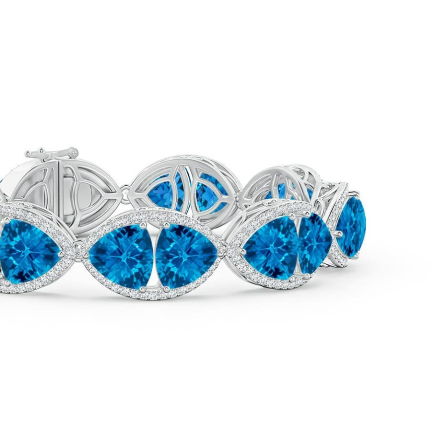 Bracelets Angara Swiss Blue Topaz | East-West Trillion Checker-Cut Swiss Blue Topaz Bracelet