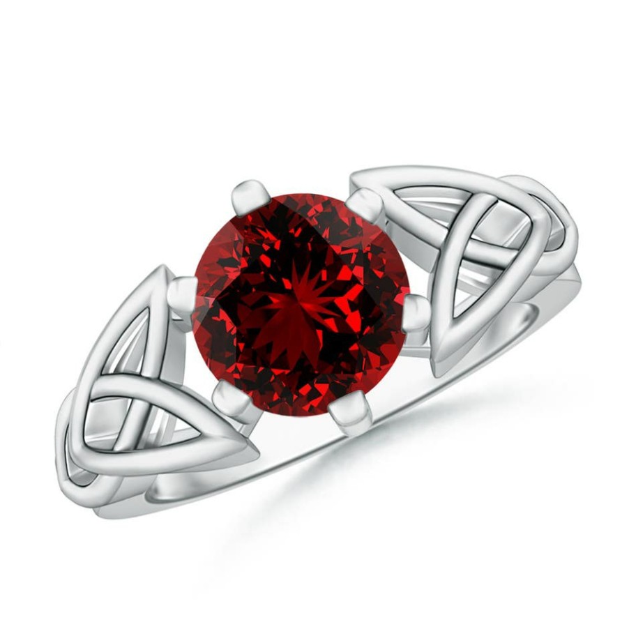 Rings Angara Ruby | Lab-Grown Solitaire Round Ruby Celtic Knot Ring