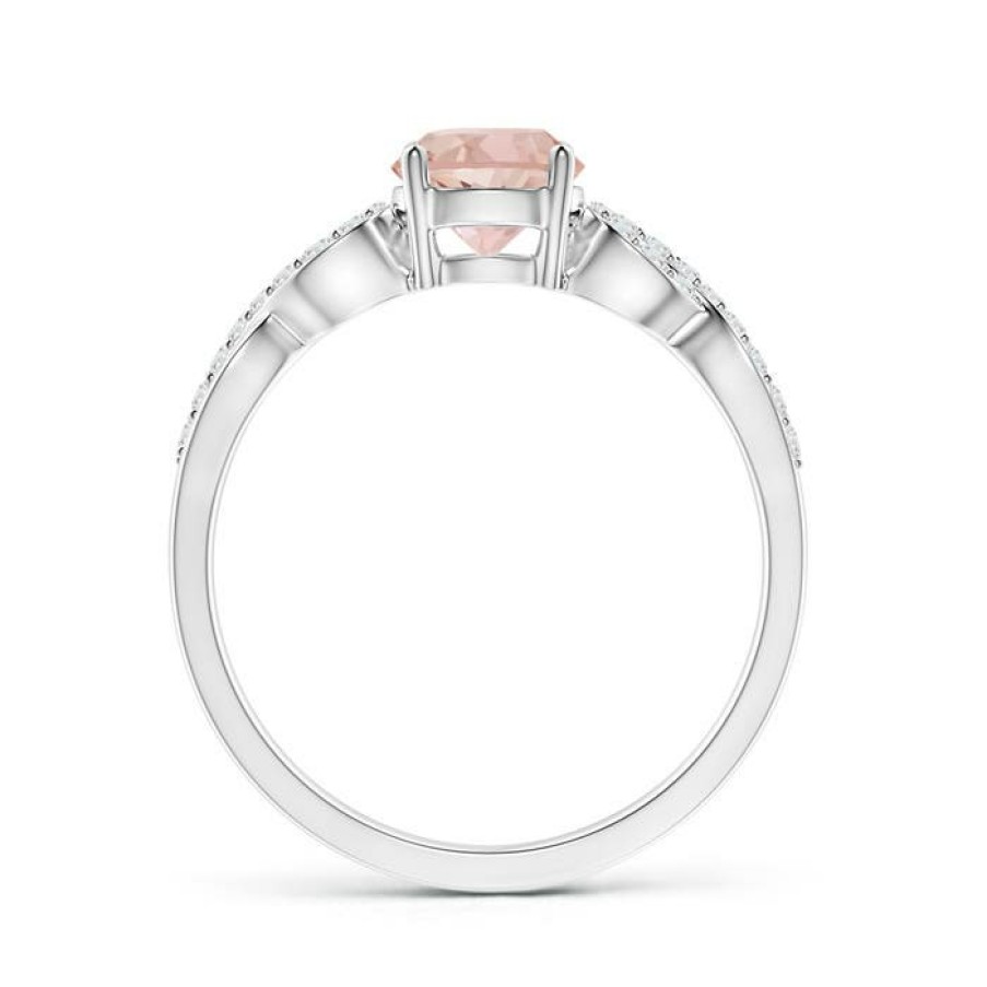 Rings Angara Morganite | Solitaire Round Morganite Infinity Ring With Diamond Accents