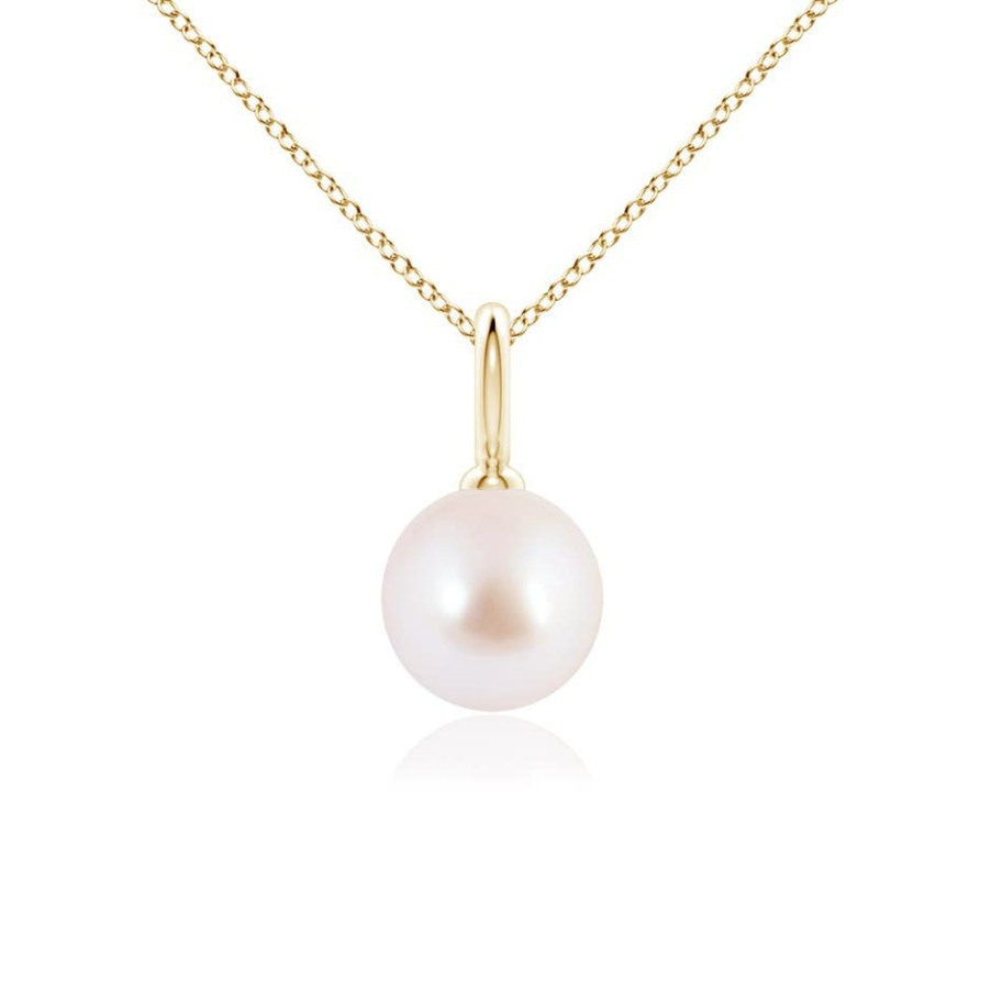 Necklaces Angara Akoya Pearl | Classic Japanese Akoya Pearl Solitaire Pendant