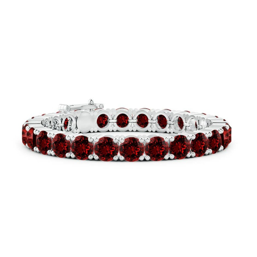 Bracelets Angara Ruby | Lab-Grown Classic Ruby Linear Tennis Bracelet