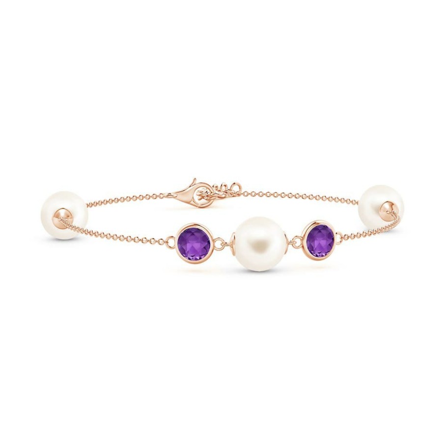 Bracelets Angara Freshwater Pearl | Freshwater Pearl And Amethyst Bracelet