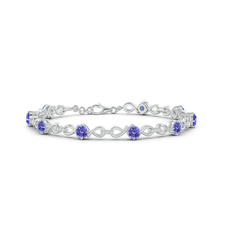 Bracelets Angara Tanzanite | Tanzanite And Diamond Infinity Link Bracelet