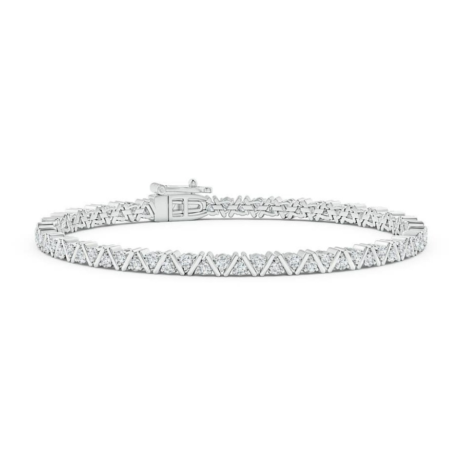 Bracelets Angara Diamond | Diamond Zig-Zag Tennis Bracelet