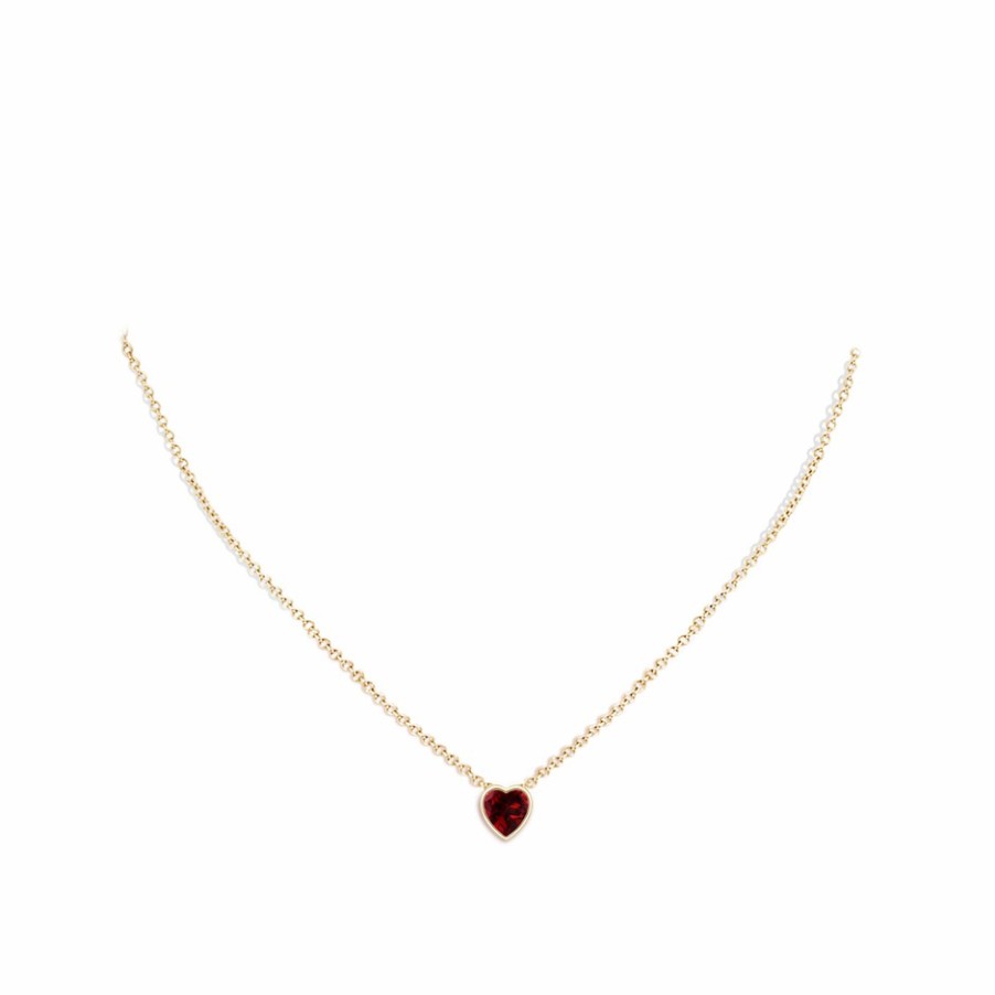 Necklaces Angara Garnet | Bezel-Set Solitaire Heart Garnet Pendant