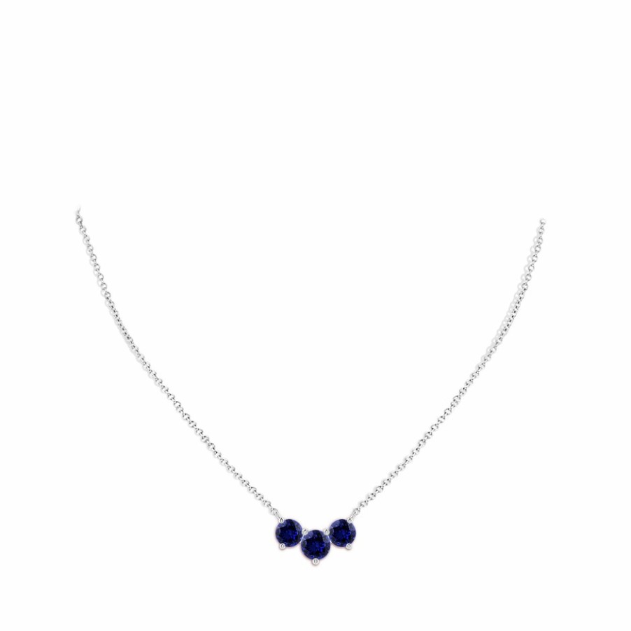 Necklaces Angara Blue Sapphire | Lab-Grown Classic Trio Sapphire Necklace